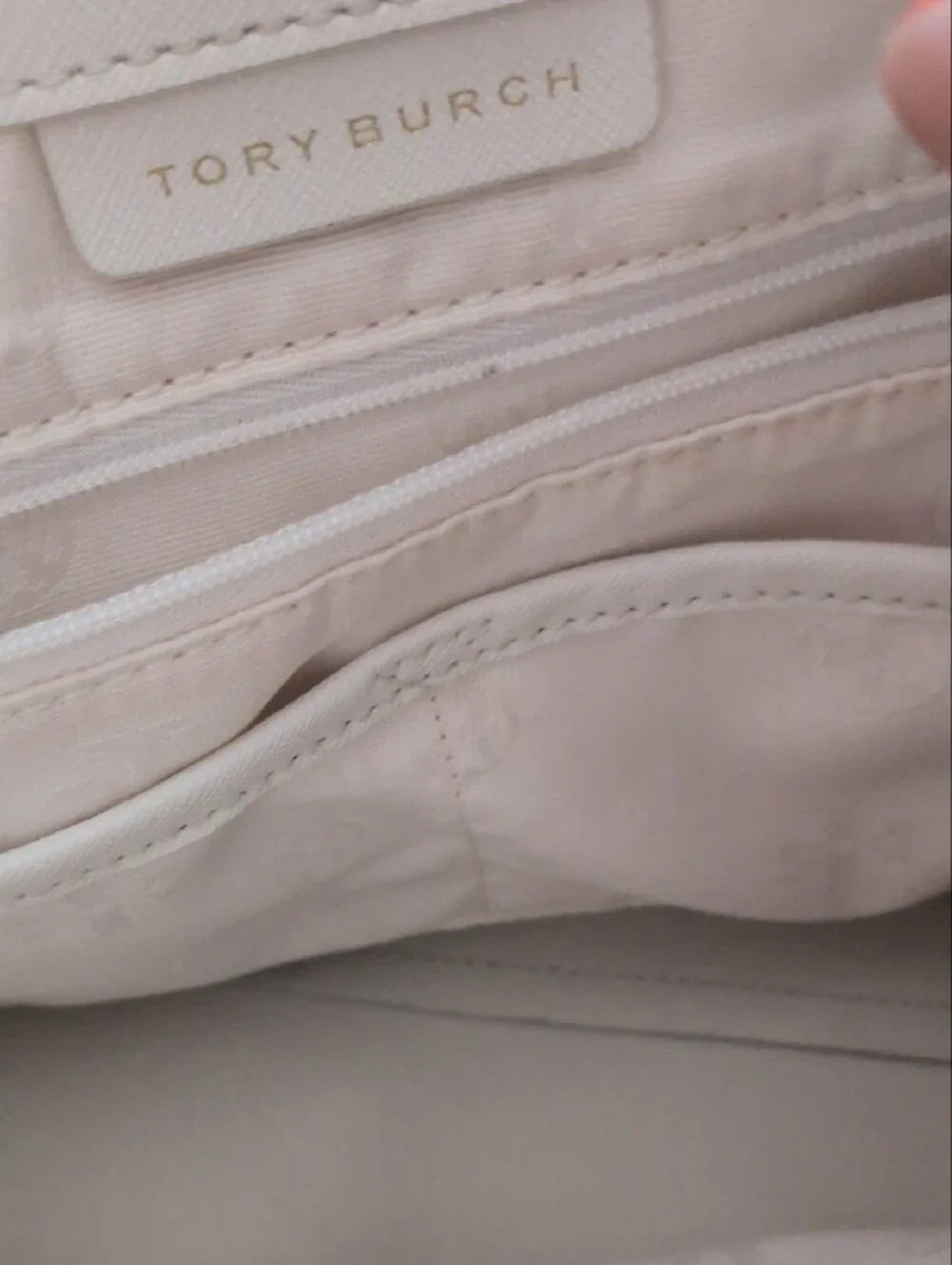 Tory Burch White Cream Leather Double-Handle Tote with Gold Hardware- See Pics
